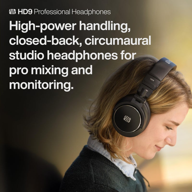 PreSonus HD9 Professional Monitoring Headphones â€” High-Power Handling, Closed-Back, Circumaural Acoustic Design Studio Recording Headphones for Professional Mixing and Monitoring - Image 2